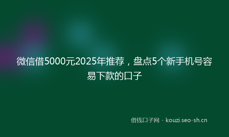 微信借5000元2025年推荐，盘点5个新手机号容易下款的口子