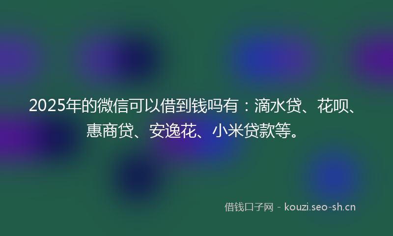 2025年的微信可以借到钱吗有：滴水贷、花呗、惠商贷、安逸花、小米贷款等。