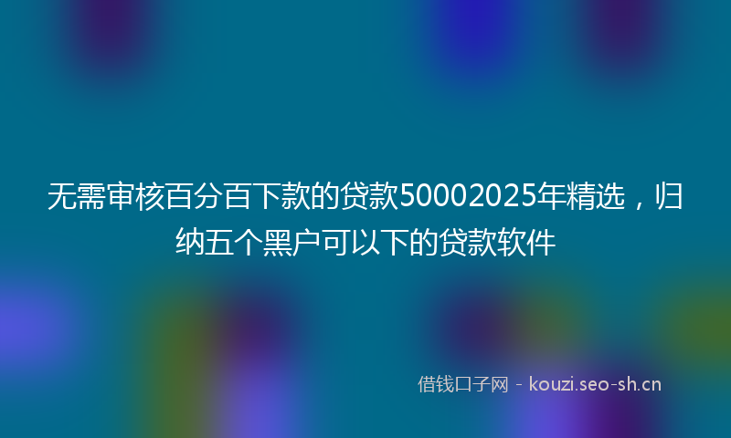 无需审核百分百下款的贷款50002025年精选，归纳五个黑户可以下的贷款软件