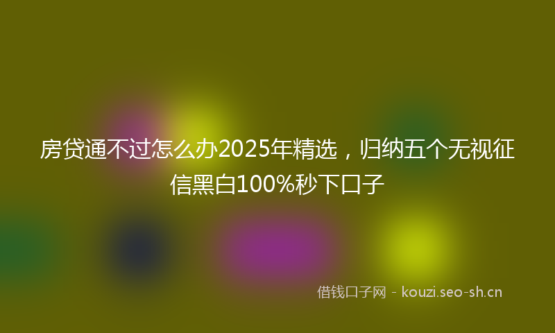房贷通不过怎么办2025年精选，归纳五个无视征信黑白100%秒下口子