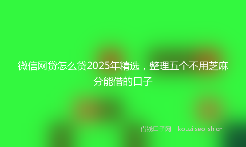 微信网贷怎么贷2025年精选,整理五个不用芝麻分能借的口子