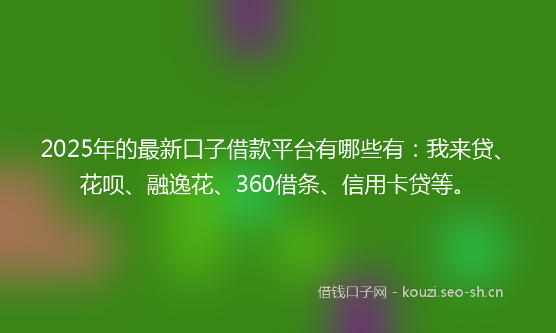 2025年的最新口子借款平台有哪些有：我来贷、花呗、融逸花、360借条、信用卡贷等。