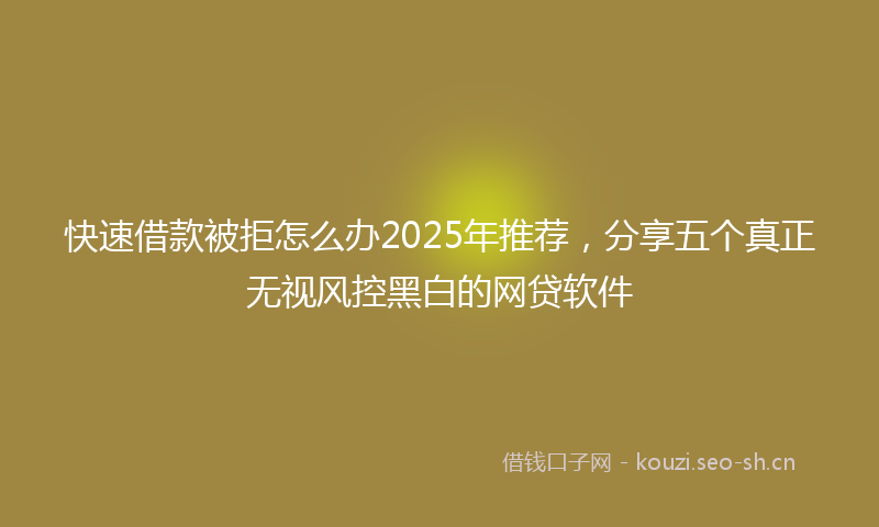 快速借款被拒怎么办2025年推荐，分享五个真正无视风控黑白的网贷软件