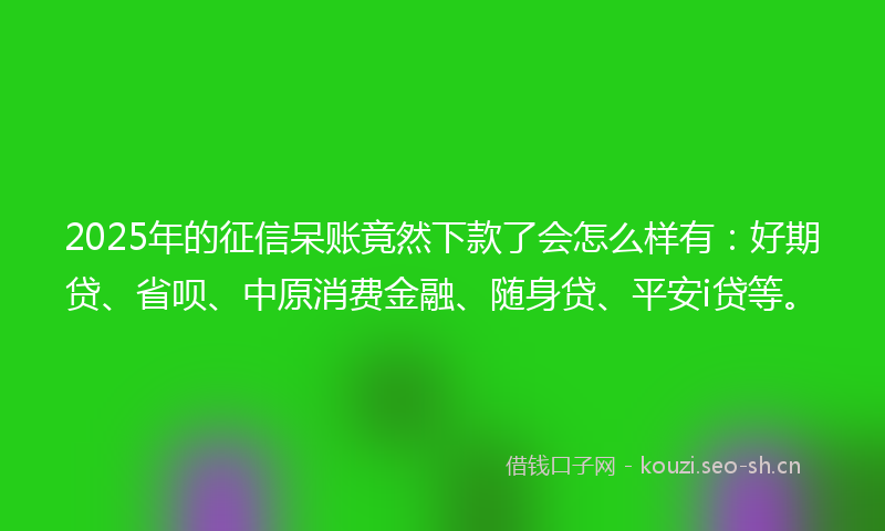 2025年的征信呆账竟然下款了会怎么样有：好期贷、省呗、中原消费金融、随身贷、平安i贷等。