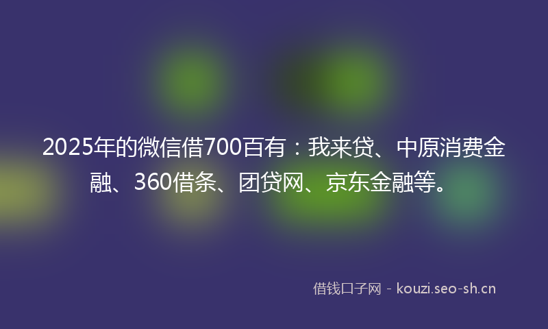 2025年的微信借700百有：我来贷、中原消费金融、360借条、团贷网、京东金融等。