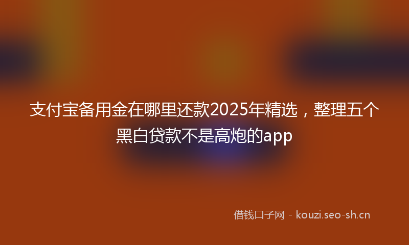 支付宝备用金在哪里还款2025年精选，整理五个黑白贷款不是高炮的app