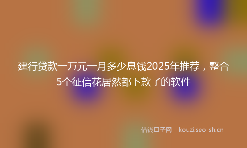 建行贷款一万元一月多少息钱2025年推荐，整合5个征信花居然都下款了的软件