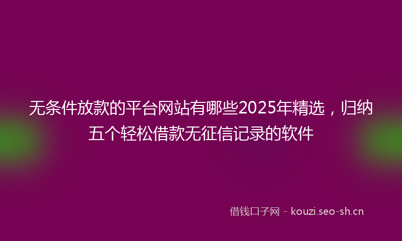 无条件放款的平台网站有哪些2025年精选，归纳五个轻松借款无征信记录的软件