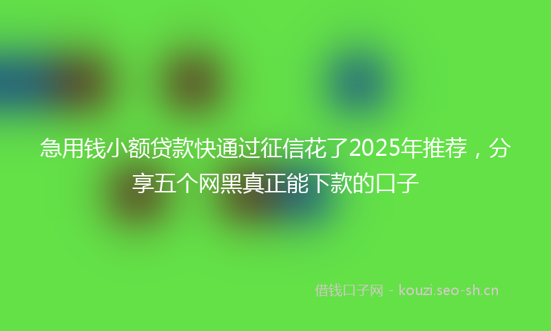 急用钱小额贷款快通过征信花了2025年推荐，分享五个网黑真正能下款的口子