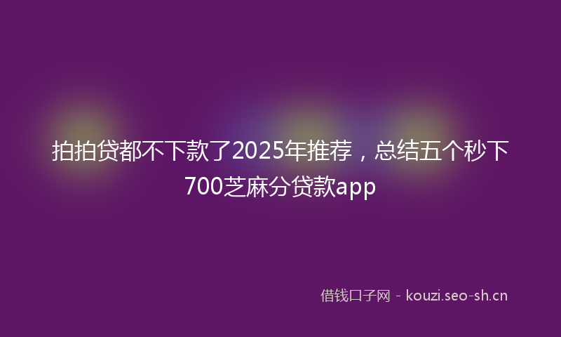 拍拍贷都不下款了2025年推荐，总结五个秒下700芝麻分贷款app
