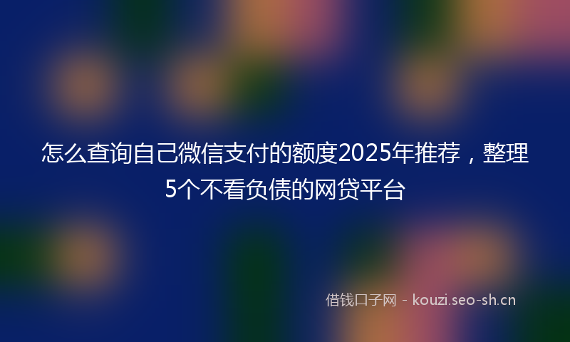 怎么查询自己微信支付的额度2025年推荐，整理5个不看负债的网贷平台