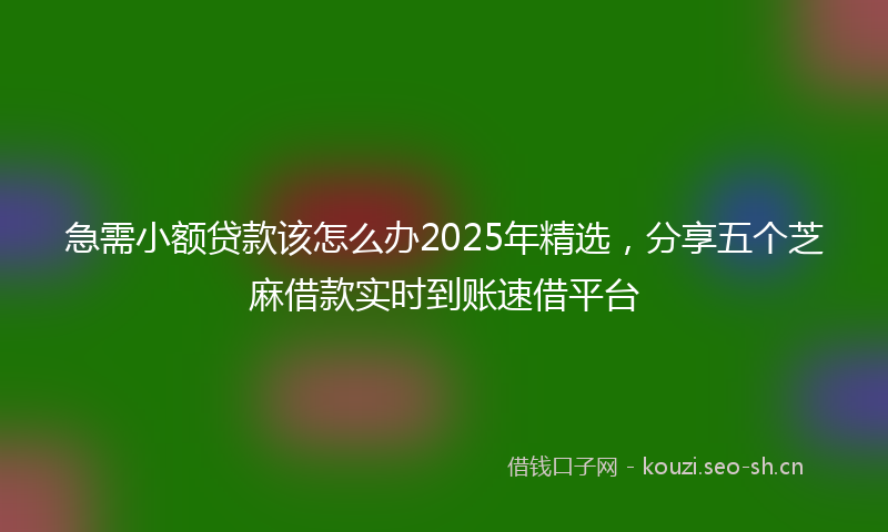 急需小额贷款该怎么办2025年精选，分享五个芝麻借款实时到账速借平台