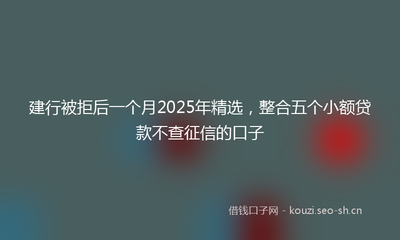建行被拒后一个月2025年精选，整合五个小额贷款不查征信的口子