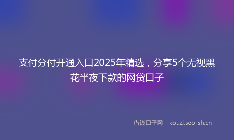 支付分付开通入口2025年精选，分享5个无视黑花半夜下款的网贷口子