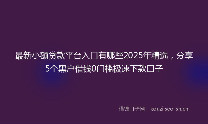 最新小额贷款平台入口有哪些2025年精选,分享5个黑户借钱0门槛极速下款口子