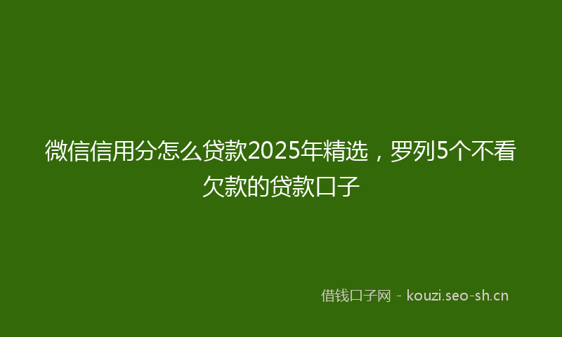 微信信用分怎么贷款2025年精选，罗列5个不看欠款的贷款口子