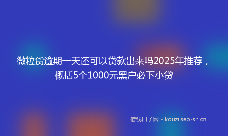微粒货逾期一天还可以贷款出来吗2025年推荐，概括5个1000元黑户必下小贷