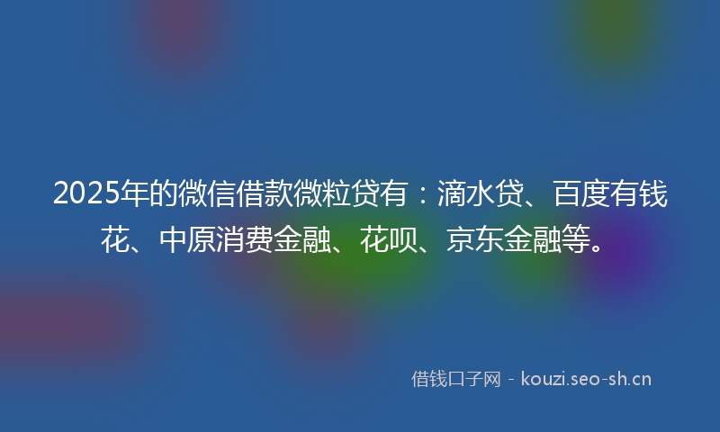 2025年的微信借款微粒贷有：滴水贷、百度有钱花、中原消费金融、花呗、京东金融等。