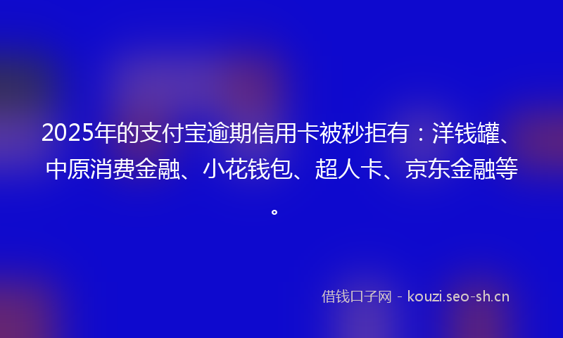 2025年的支付宝逾期信用卡被秒拒有：洋钱罐、中原消费金融、小花钱包、超人卡、京东金融等。