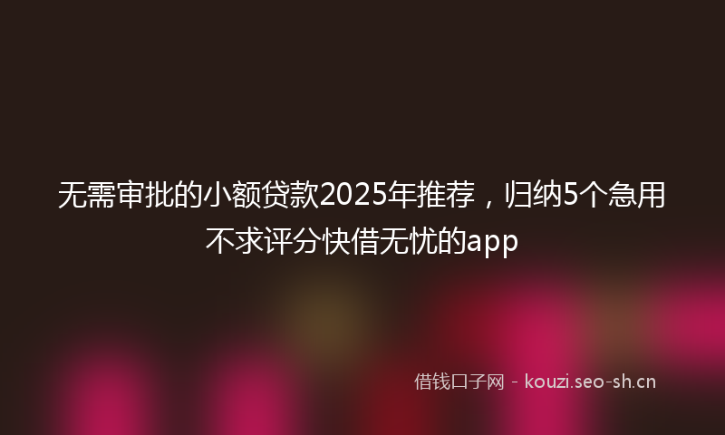 无需审批的小额贷款2025年推荐，归纳5个急用不求评分快借无忧的app