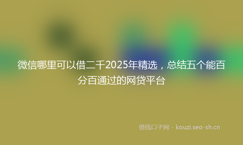 微信哪里可以借二千2025年精选,总结五个能百分百通过的网贷平台
