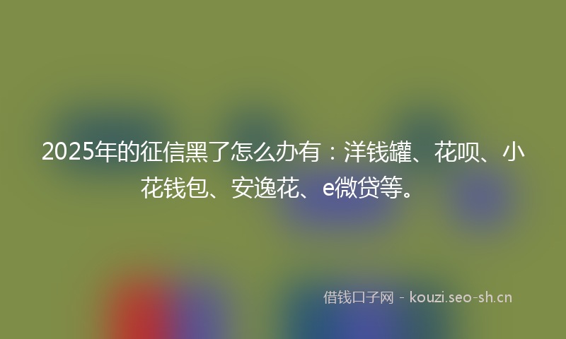 2025年的征信黑了怎么办有：洋钱罐、花呗、小花钱包、安逸花、e微贷等。