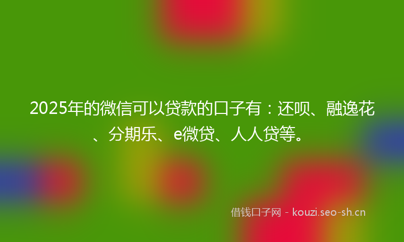2025年的微信可以贷款的口子有：还呗、融逸花、分期乐、e微贷、人人贷等。