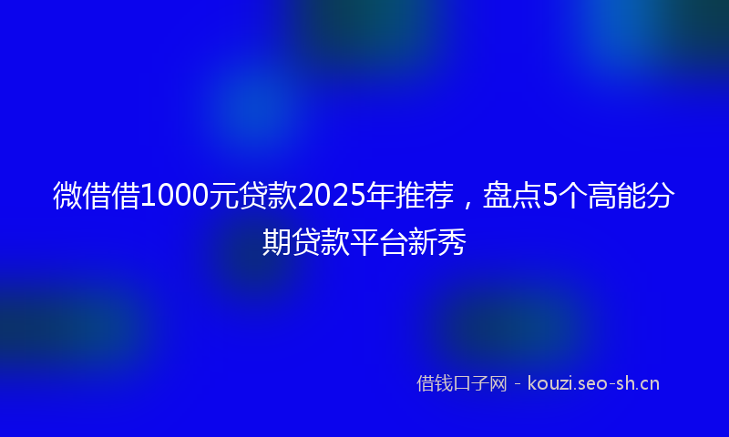 微借借1000元贷款2025年推荐，盘点5个高能分期贷款平台新秀