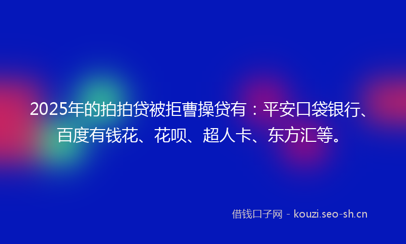 2025年的拍拍贷被拒曹操贷有:平安口袋银行、百度有钱花、花呗、超人卡、东方汇等。