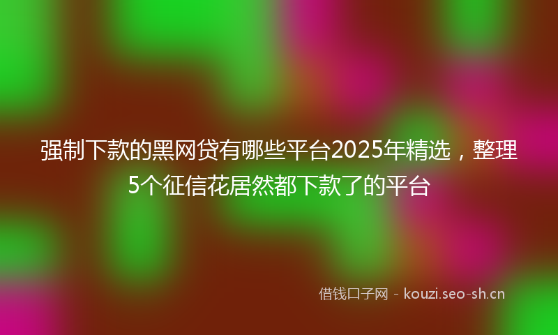强制下款的黑网贷有哪些平台2025年精选，整理5个征信花居然都下款了的平台