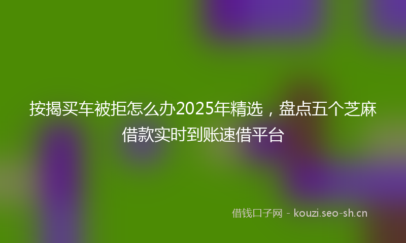 按揭买车被拒怎么办2025年精选，盘点五个芝麻借款实时到账速借平台