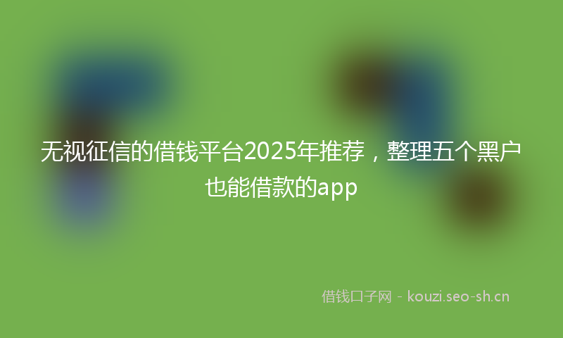 无视征信的借钱平台2025年推荐，整理五个黑户也能借款的app