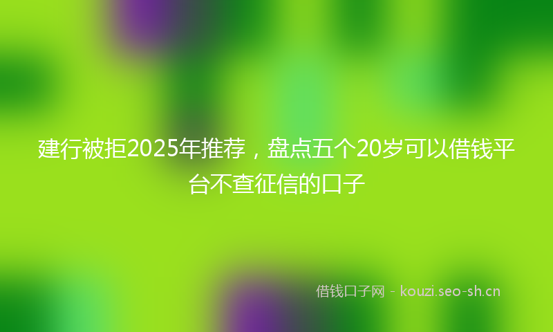 建行被拒2025年推荐，盘点五个20岁可以借钱平台不查征信的口子