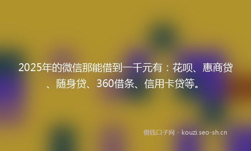 2025年的微信那能借到一千元有：花呗、惠商贷、随身贷、360借条、信用卡贷等。