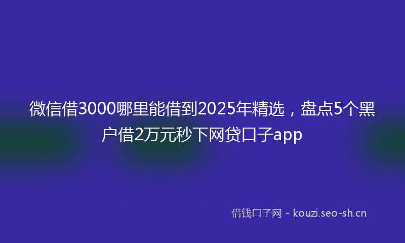 微信借3000哪里能借到2025年精选，盘点5个黑户借2万元秒下网贷口子app
