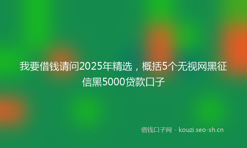 我要借钱请问2025年精选，概括5个无视网黑征信黑5000贷款口子