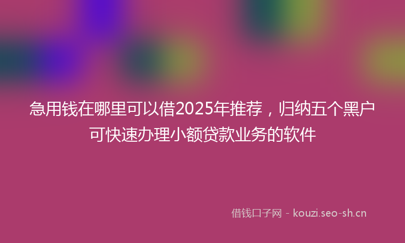 急用钱在哪里可以借2025年推荐,归纳五个黑户可快速办理小额贷款业务的软件