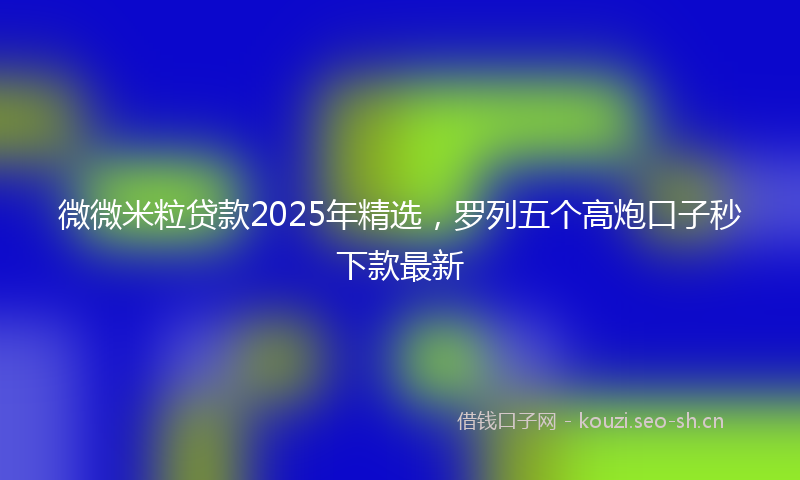 微微米粒贷款2025年精选，罗列五个高炮口子秒下款最新