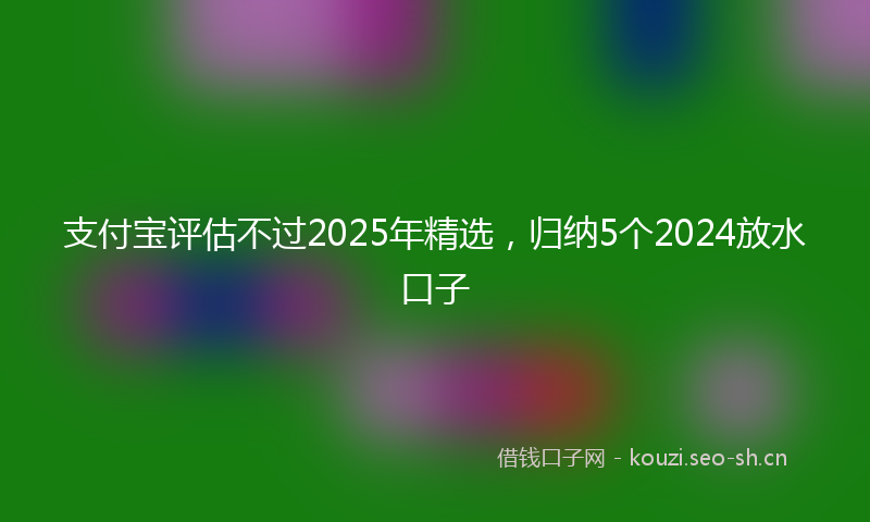 支付宝评估不过2025年精选，归纳5个2024放水口子