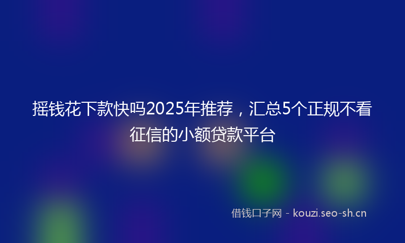摇钱花下款快吗2025年推荐，汇总5个正规不看征信的小额贷款平台
