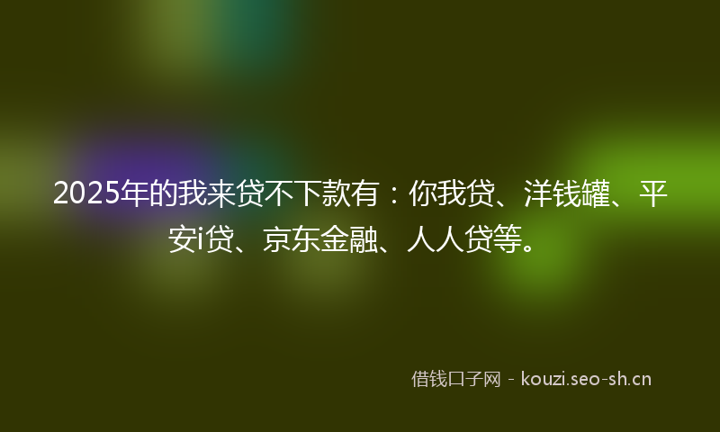 2025年的我来贷不下款有：你我贷、洋钱罐、平安i贷、京东金融、人人贷等。