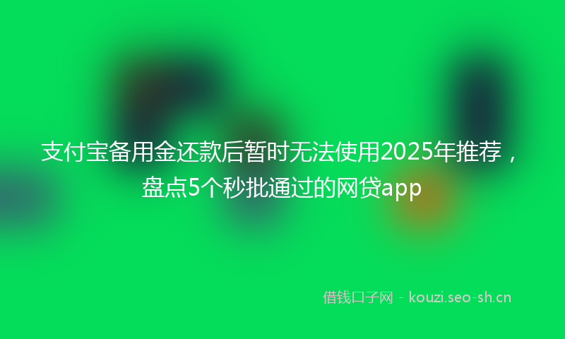 支付宝备用金还款后暂时无法使用2025年推荐，盘点5个秒批通过的网贷app