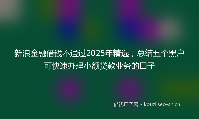 新浪金融借钱不通过2025年精选，总结五个黑户可快速办理小额贷款业务的口子