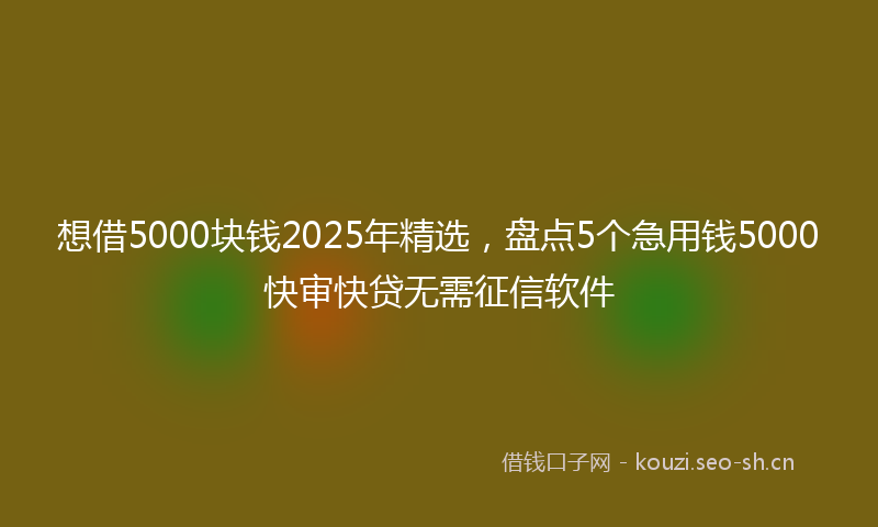 想借5000块钱2025年精选，盘点5个急用钱5000快审快贷无需征信软件