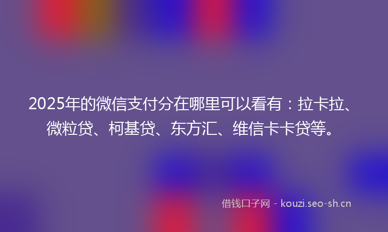2025年的微信支付分在哪里可以看有：拉卡拉、微粒贷、柯基贷、东方汇、维信卡卡贷等。