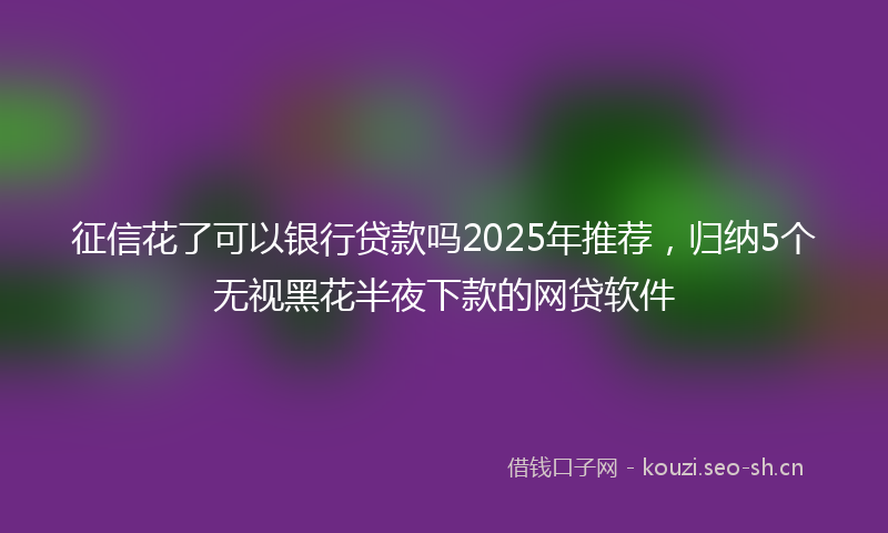 征信花了可以银行贷款吗2025年推荐，归纳5个无视黑花半夜下款的网贷软件