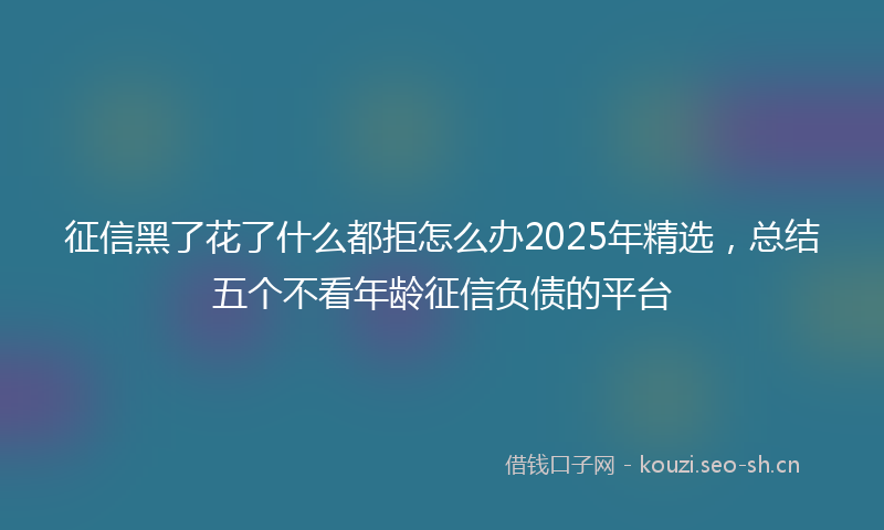 征信黑了花了什么都拒怎么办2025年精选，总结五个不看年龄征信负债的平台