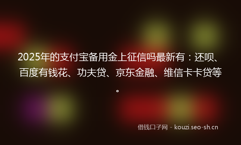 2025年的支付宝备用金上征信吗最新有：还呗、百度有钱花、功夫贷、京东金融、维信卡卡贷等。