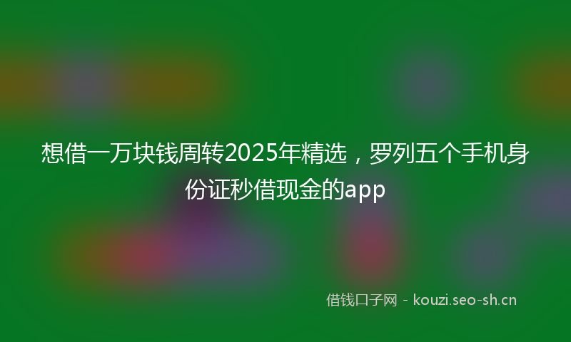 想借一万块钱周转2025年精选，罗列五个手机身份证秒借现金的app