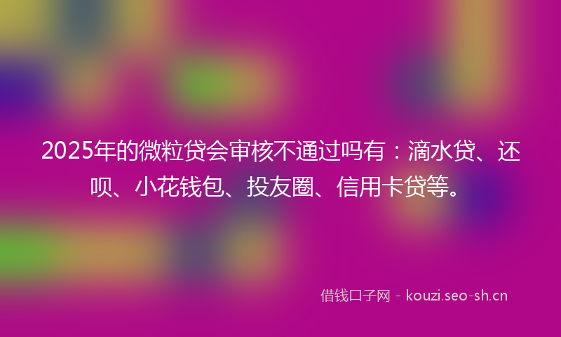 2025年的微粒贷会审核不通过吗有：滴水贷、还呗、小花钱包、投友圈、信用卡贷等。